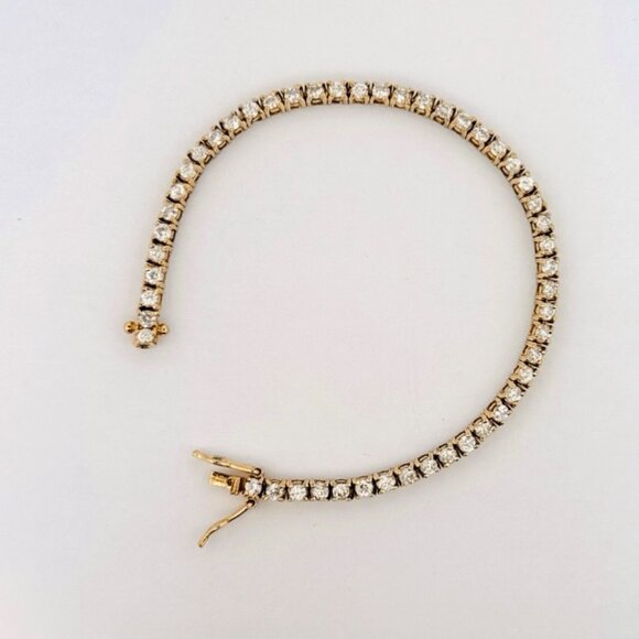 14K Gold Plated Sterling Silver 3.5mm CZ Tennis Bracelet 7" MISI 925 Estate - Picture 4 of 9